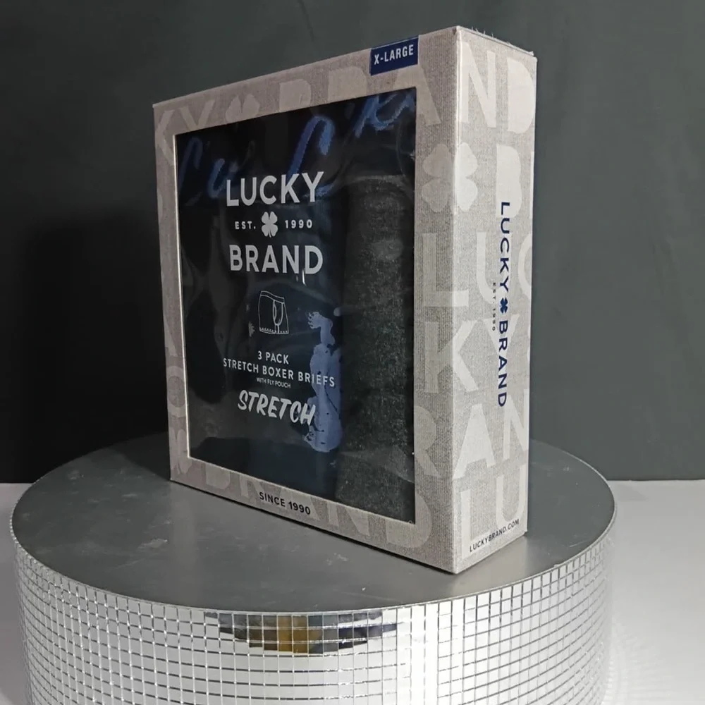 Lucky Brand Blue and Gray Boxer Briefs 3-Pack brand new